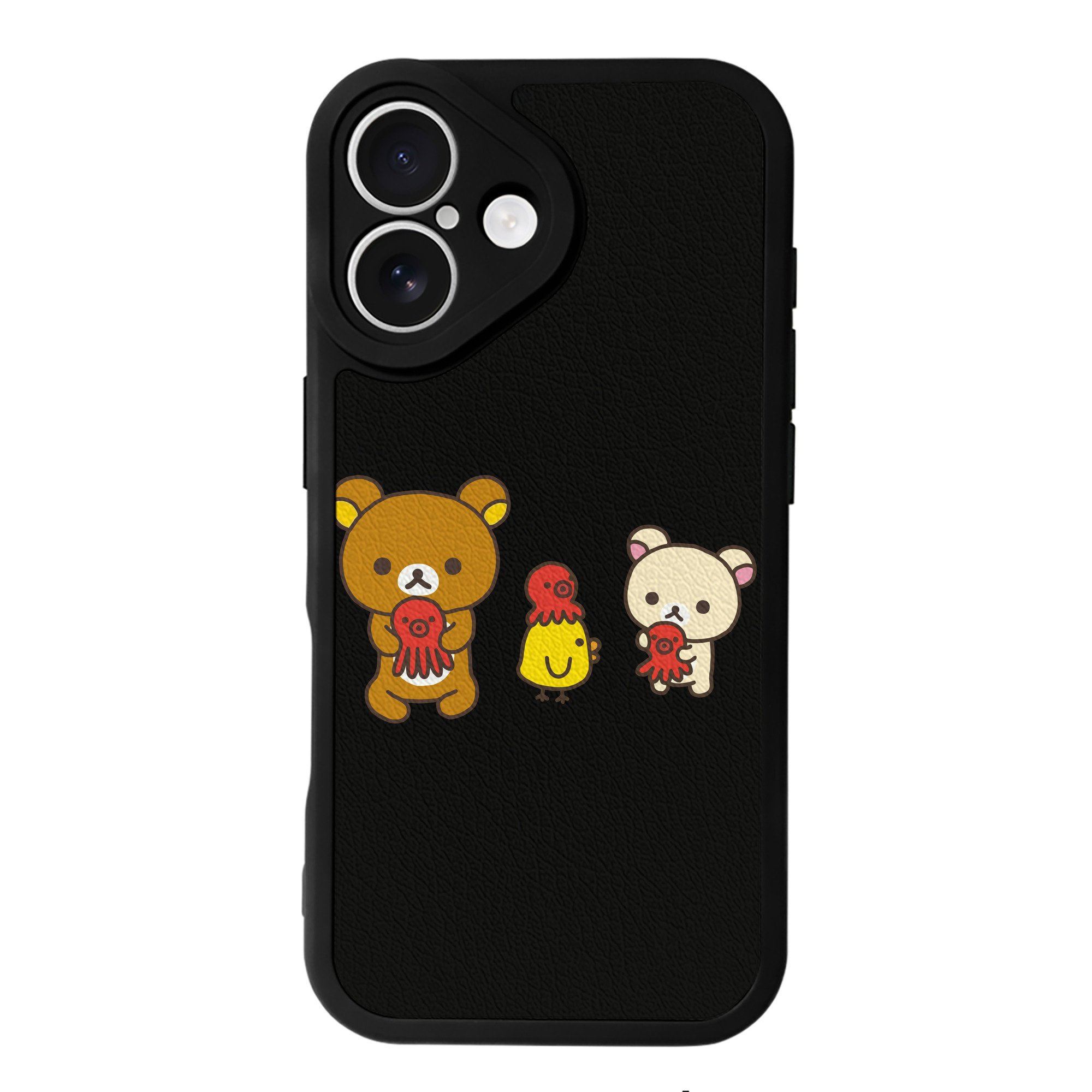 （画像用） リラックマ リラックマ キイロイトリ Rilakkuma Korilakkuma Kiiroitori 【iPhone 16シリーズ対応】シリコンスマホケース（レザー調） 材質：シリコン